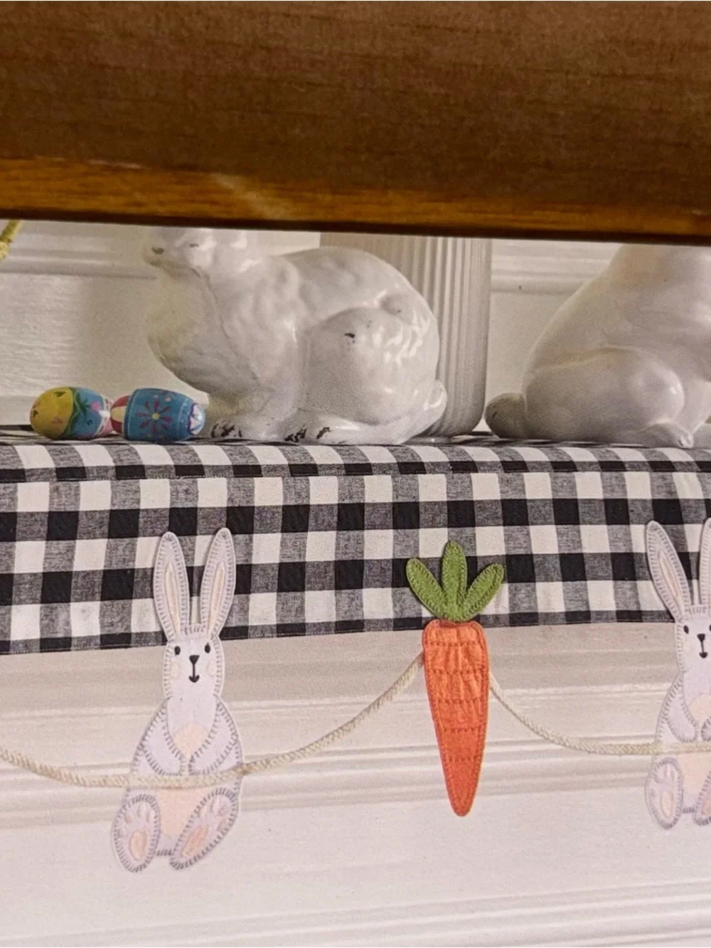 Rachel Ashwell Prairie Mantle Scarf. Buffalo Plaid Bunnies Carrots Easter A16